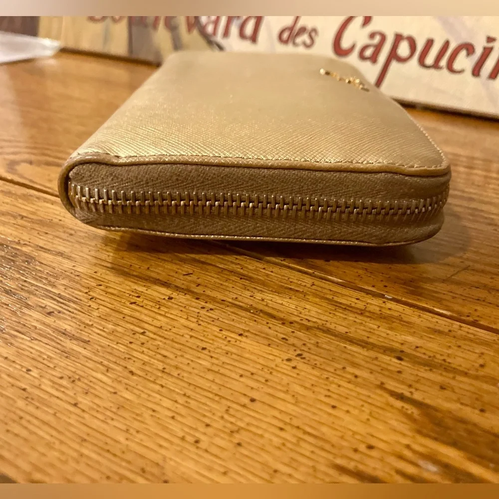 PRADA Vintage Saffiano Leather Zip Around Long Wallet - Gold